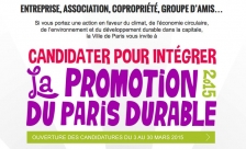 Acteurs de l’environnement : candidatez à la Promotion du Paris Durable 2015 !